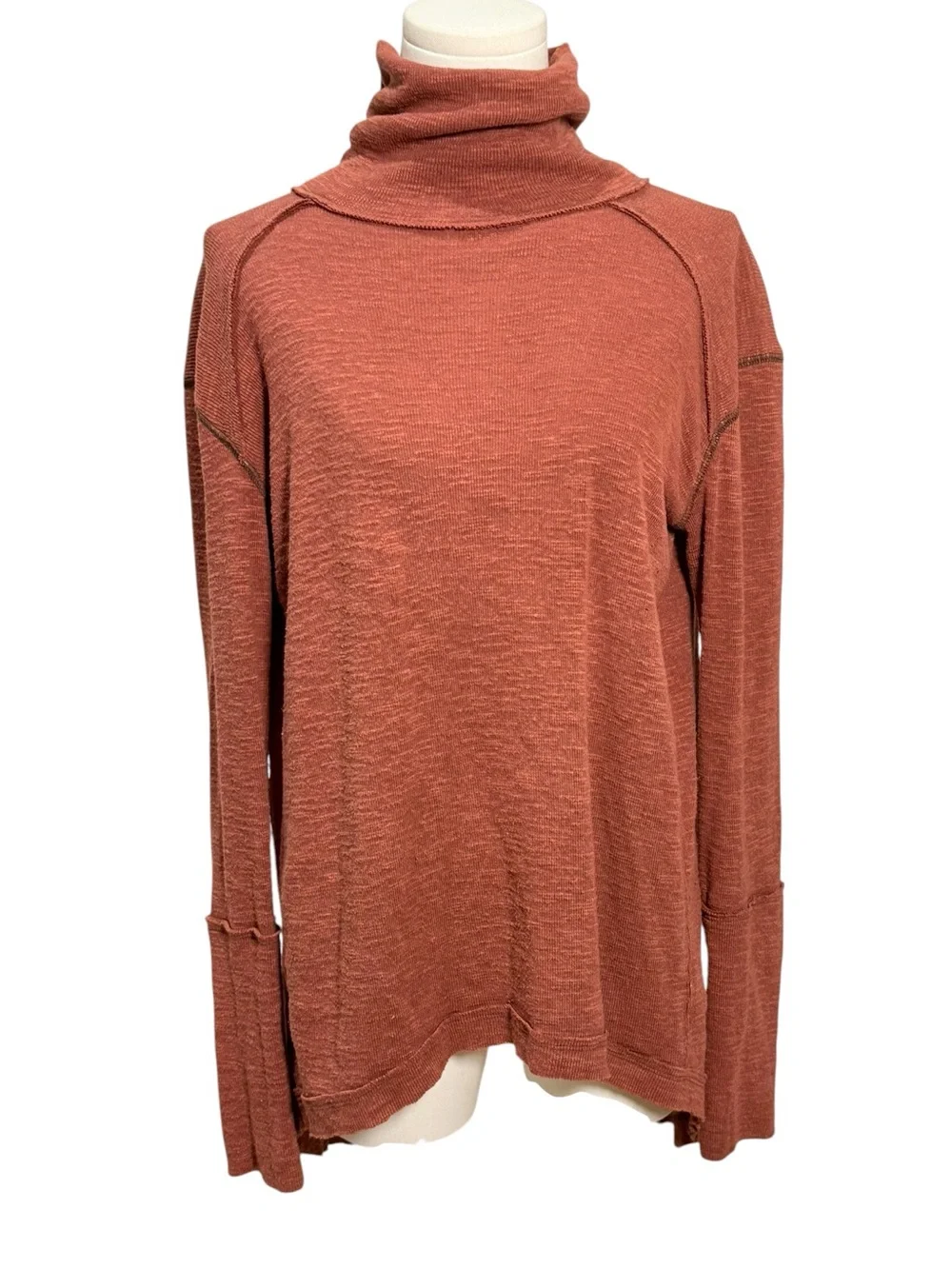 Free People We The Free Sienna Split Back Turtleneck Thermal Top Small